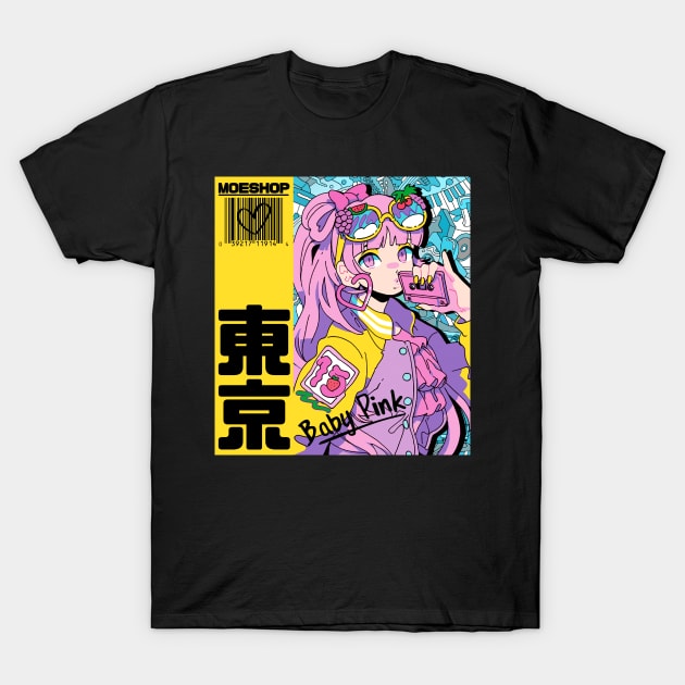 Anime Girl Pink T-Shirt by JayMar